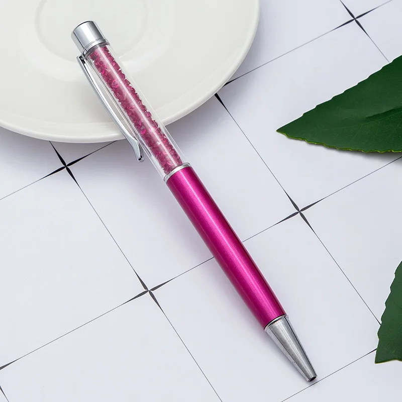 Хрустальная Роскошная шариковая ручка, металлические вращающиеся шариковые ручки для письма, школьные канцелярские принадлежности, персонализированные офисные подарки - Цвет: DarkRoseRed1Pc