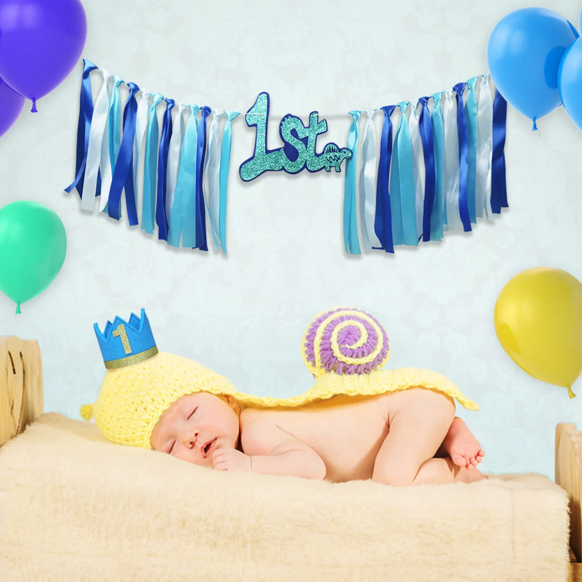 

Special Dinosaur Baby One Full Year Of Life Ribbon Dining Chair Pull Flag Banner Birthday Party Baby Shower Decoration Fund