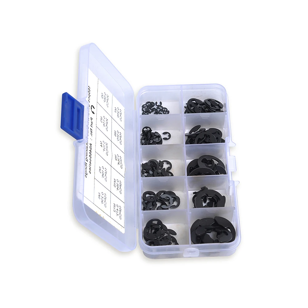 MAHAQI 160 шт./компл. 10 размеров E-зажим для стопорных колец универсальный внешний резервный аккумулятор от стопорное кольцо кабельные наконечники в наборе для черный E-зажим для денег и стопорное кольцо комплект