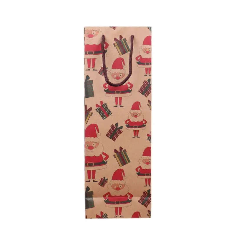 12pcs/lot Christmas Gift Bag New Year Practical Beautiful Kraft Paper Wine Bags Santa Claus Cute Paper Wine Holder - Цвет: A