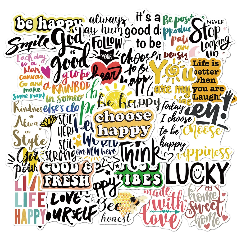 

50Pcs Motivational Phrases Sticker Inspirational Life Quotes Waterproof DIY Laptop Phone Study Room Scrapbooking Graffiti Decals