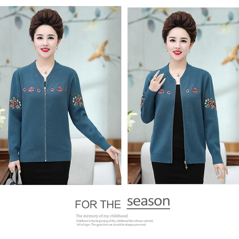 XJXKS autumn winter new women jacket fashion embroidery comfortable cashmere knitted cardigan women sweater coat