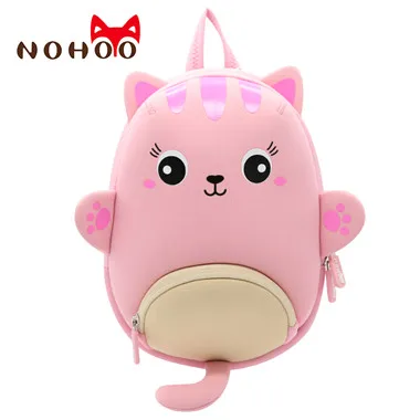 Pink NOHOO рюкзак для маленьких девочек, рюкзак для дошкольников с объемным рисунком кота, Детский водонепроницаемый рюкзак для малышей, сумка для дошкольников, девочек 1-4 лет - Цвет: Pink