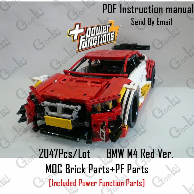 Technic RC двигатель мощность Функция автомобиль M4 спортивные автомобили строительные блоки кирпичи самодельные игрушки подарки подходят для MOC-4142 Brinquedos - Цвет: Red with PF