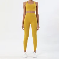 SOISOU Nylon Yoga Set Women's Tracksuit Gym Fitness Set Woman 2 Pieces Leggings Sports Bra Breathable Sportwear Woman Clothes - Image 3
