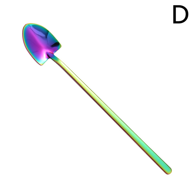 Handle Stainless Steel Coffee Spoon Square Shovel Stirring Scoop Dessert Flatware Milk Tea Tools Cafe Kitchen Supplies