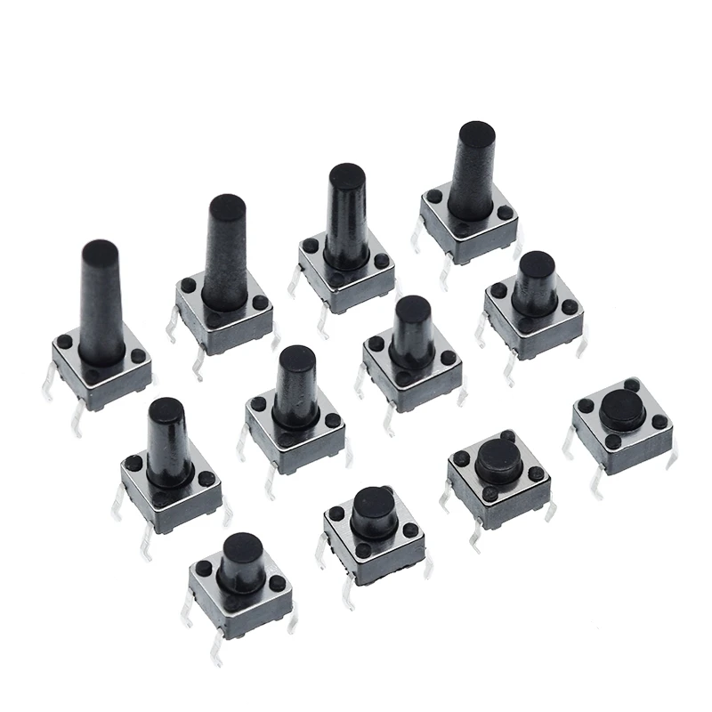 100/300 stücke 6X6X5/4,3/5,5/6/7/8/9/10/13 MM Takt Schalter Push Button Schalter 12 V 4PIN DIP Micro Schalter Für TV/Spielzeug/home verwenden Taste – Detail 9