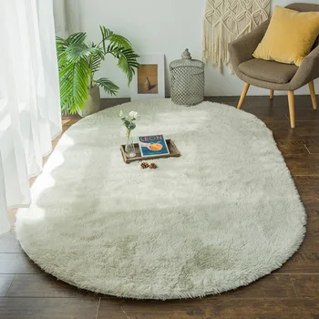 

Soft Solid Color Oval Carpet for Living Room Plush Imitation Mink Velvet Rug Girls Bedroom Fluffy Floor Carpets Window Bedside