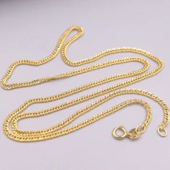 

Solid 18K Yellow Gold Curb Chain Necklace 18"L 1.8mmW Women Necklace GUARANTEED 18KT PURE GOLD