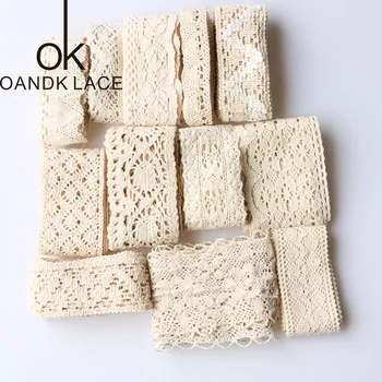 

(5YARD/roll) Beige Cotton Embroidered Lace Net Ribbons Fabric Trim DIY decorate Sewing Handmade Craft Materials