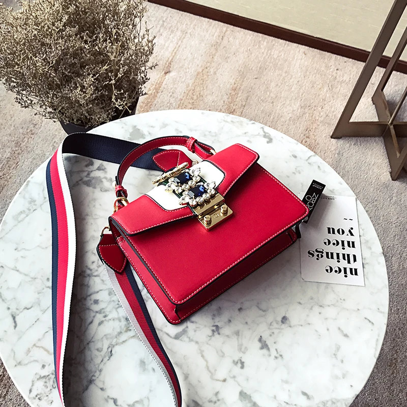 Beste Crossbody Tassen Voor Vrouwen 2019 Luxe Handtassen Vrouwen Tassen Designer Mode Lederen Schouder Tas Vrouwelijke Diamanten Tote Rood