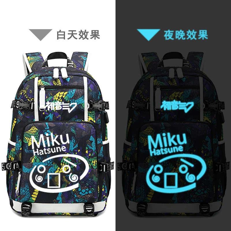 Hatsune Miku Women Cute Back Pack Canvas School Bags Bookbag Large Travel Bagpack USB Charging Laptop Backpack Men Backpack