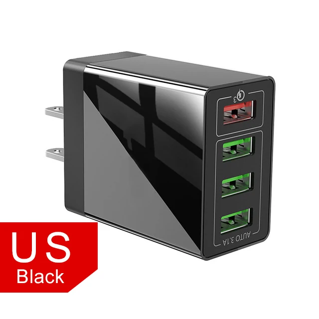 45 Вт Быстрая зарядка 3,0 USB зарядное устройство для iPhone X XS 7 samsung huawei P20 Xiaomi QC 3,0 настенное дорожное быстрое зарядное устройство EU US UK - Тип штекера: US plug Black