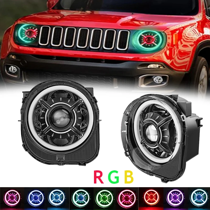 

2 шт. RGB для Jeep Renegade, передняя фара с двойным лучом, светодиодный няя фара светодиодного драйвера левая и правая, 2015, 2016, 2017, 2018, 2019, 2020, 2021