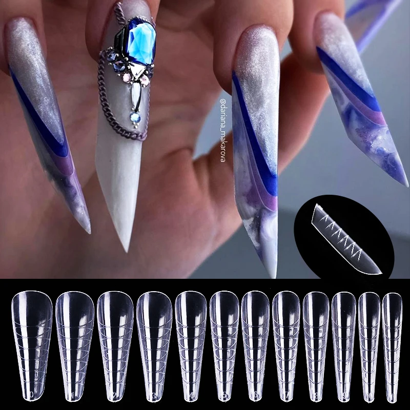 60Pcs Dual Fake Nail Forms Extension Tips Mold Quick Buliding Short Almond Acrylic Upper Forms Diy Art Manicure Tool