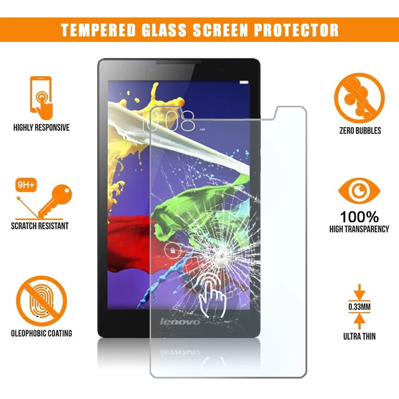 

Screen Protector for Lenovo Tab 2 A8 8.0" Tablet Tempered Glass 9H Premium Scratch Resistant Anti-fingerprint Film Guard Cover