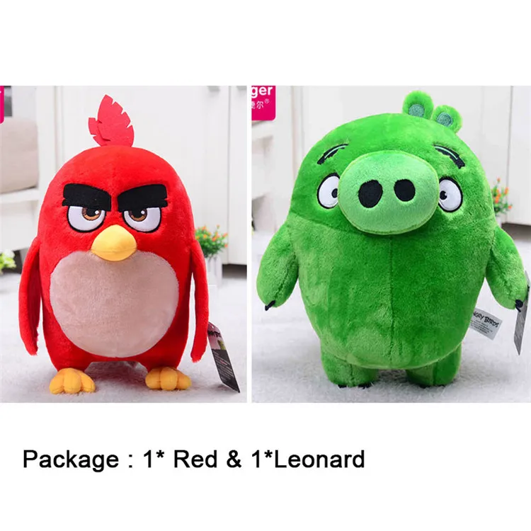 2 шт./компл. натуральная кожа смотреть фильм с рисунком «Angry Birds»; красивые птицы 2 мини-плюшевые игрушки мягкие красные бомбы патрон Leonard цифры подарок для детей 7 дюймов - Цвет: Red and Leonard