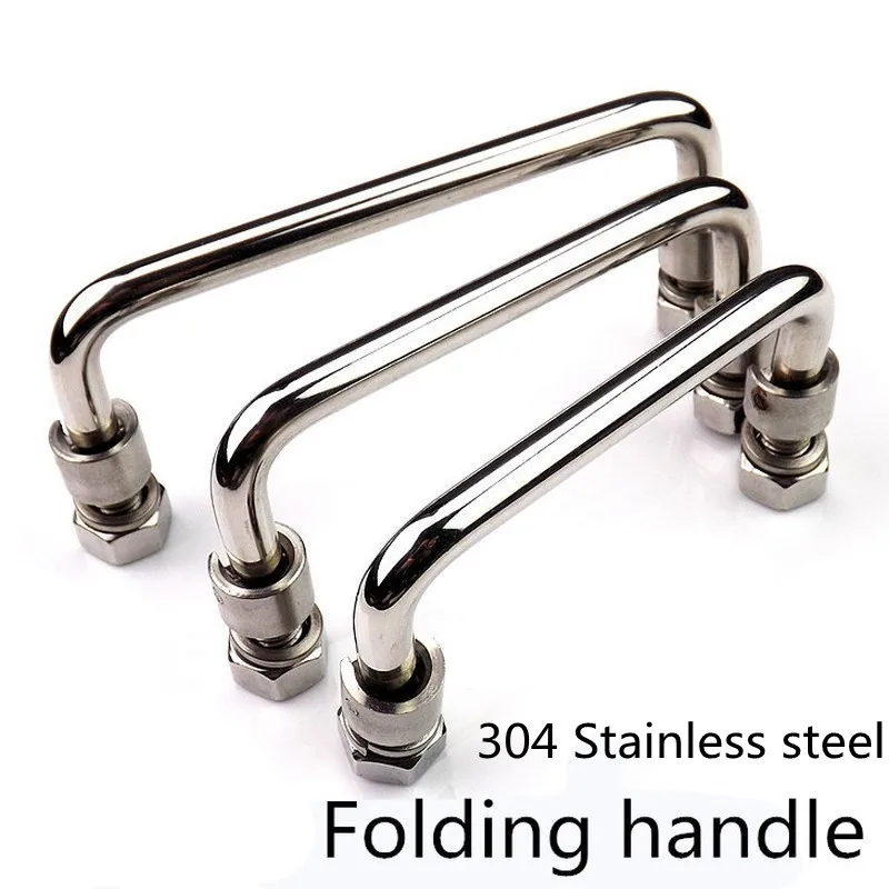 

304 Stainless folding Handle 90mm100mm120mm Industrial Toolbox spring Knobs flexible suitcases Equipment cabinet hardware