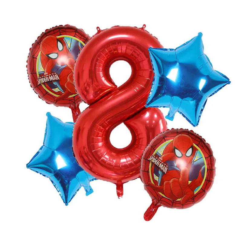 Spider-man принадлежности для тематической вечеринки, Мультяшные украшения для первого дня рождения, детские одноразовые столовые приборы для мальчиков, салфетки, тарелки, топпер для торта - Цвет: Balloon 8