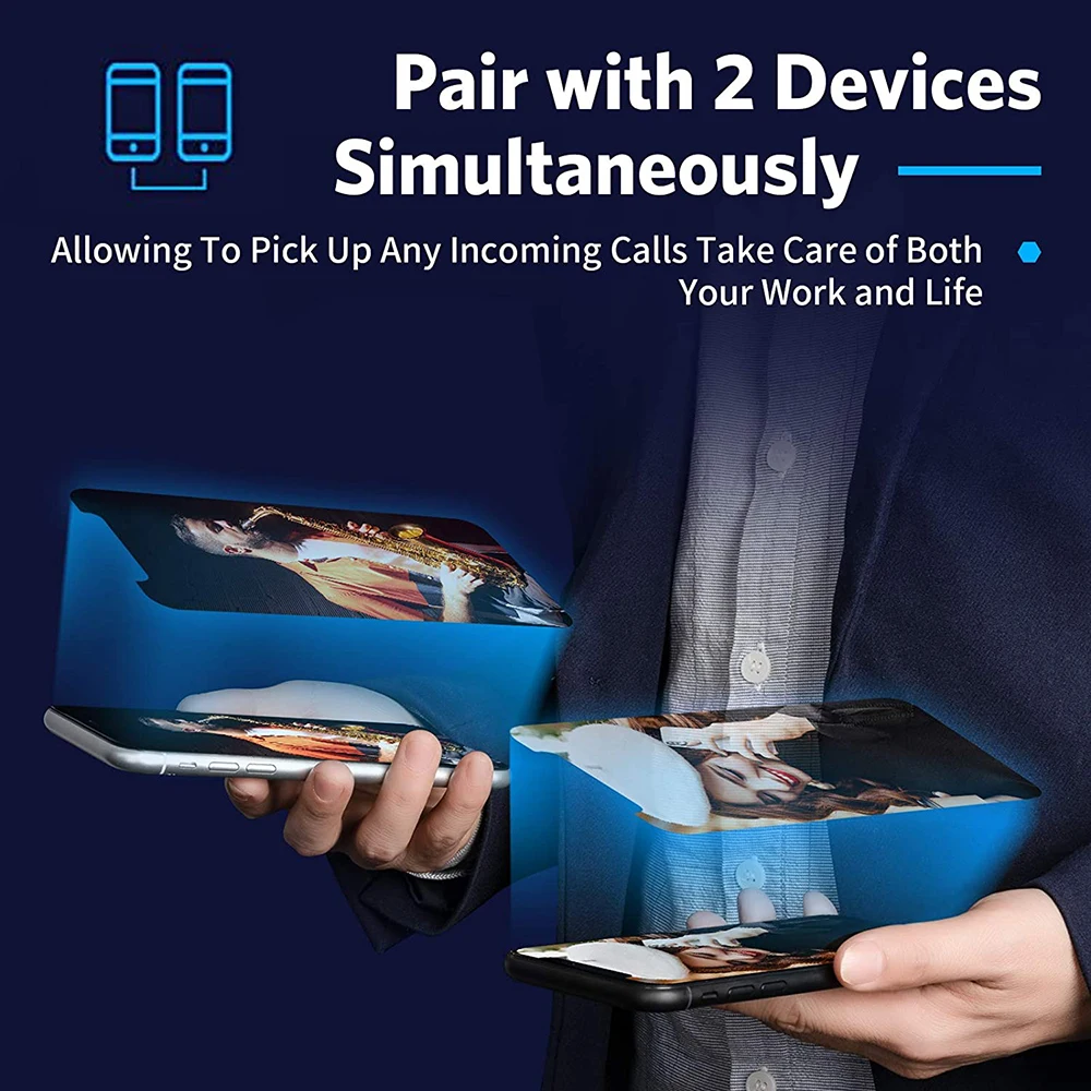 True Noise Reduction Bluetooth Headset Wireless Earphones 5.0 Adjustable Handsfree Earpiece With AptX HD Dual Mic For All Phones