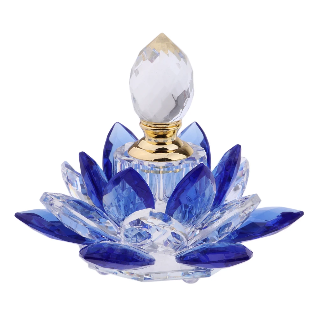 5 мл с декоративными парфюмерными флаконами синий цветок лотоса полый кристалл стеклянная бутылка духов подарок свадебный Декор для духов эфирное масло