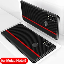 Para funda Meizu Note 9 versión Global fibra de carbono PU cuero protección trasera para Meizu Note 9 cubierta para meizu Note9 caso(China)