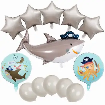 

1Set Marine Life Pirate Shark Aluminum Foil Balloon Party Decorations Kids Inflatable Globos Children's Day Sea Animal Toys