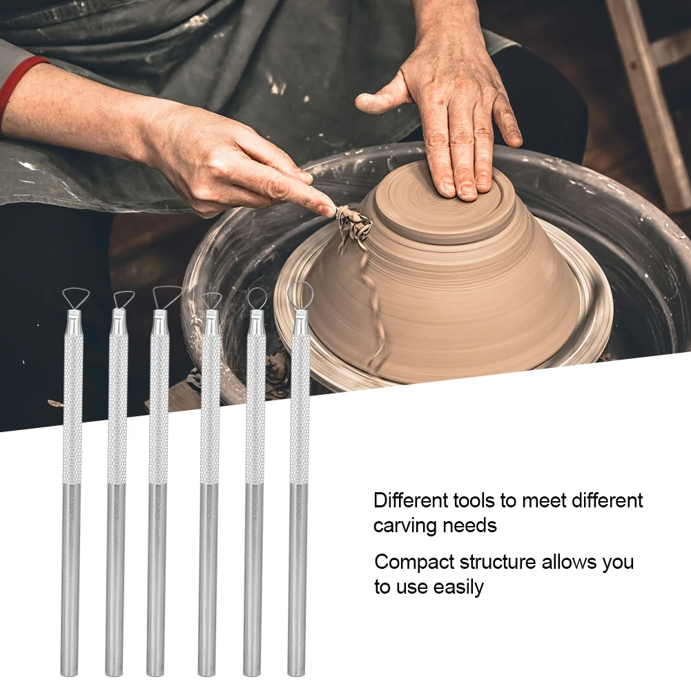 

6Pcs Aluminum Alloy Clay Scraper Engraving Carving Scraper Clay Pottery Sculpting Tool Set