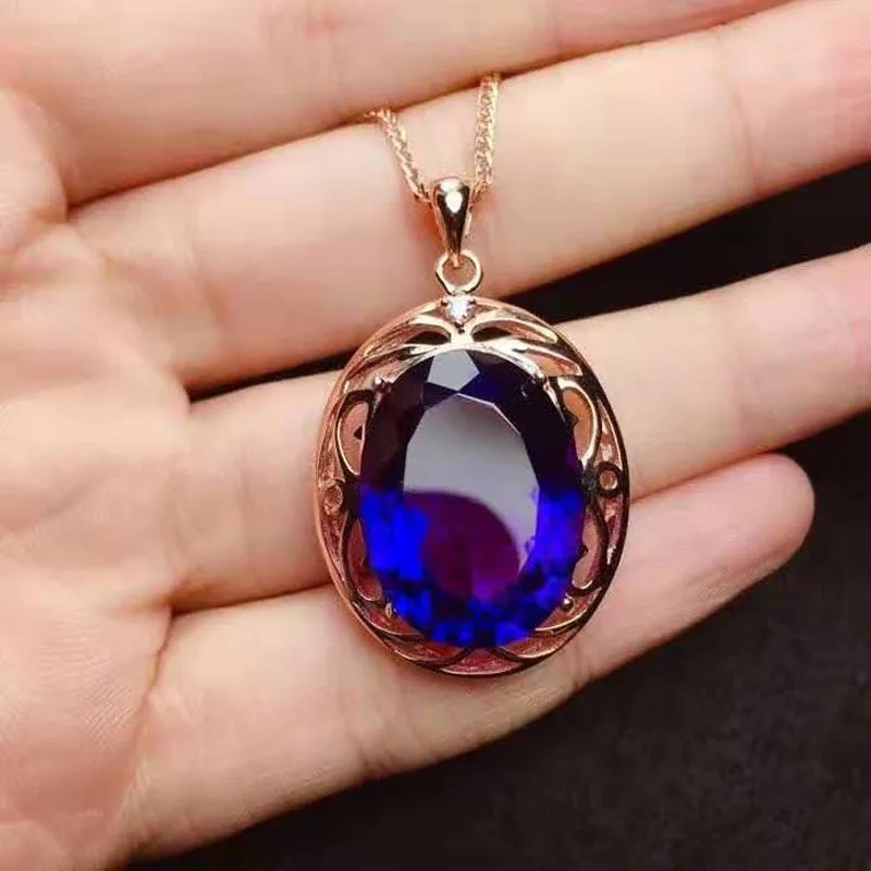 Натуральный фиолетовый кристалл S925 кулон ожерелье модный тренд для женщин