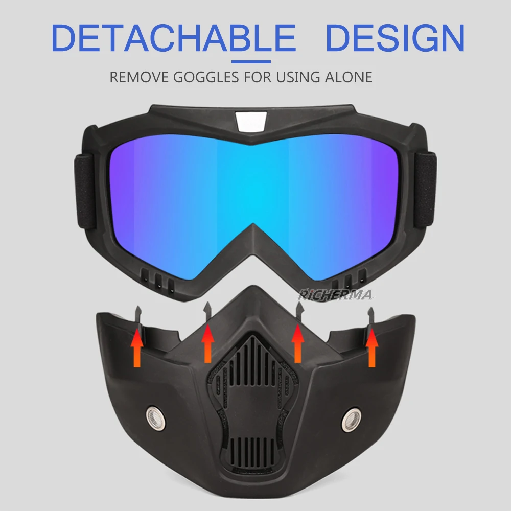 Спортивные очки для мотокросса с маской рта съемные мотоциклетные велосипедная