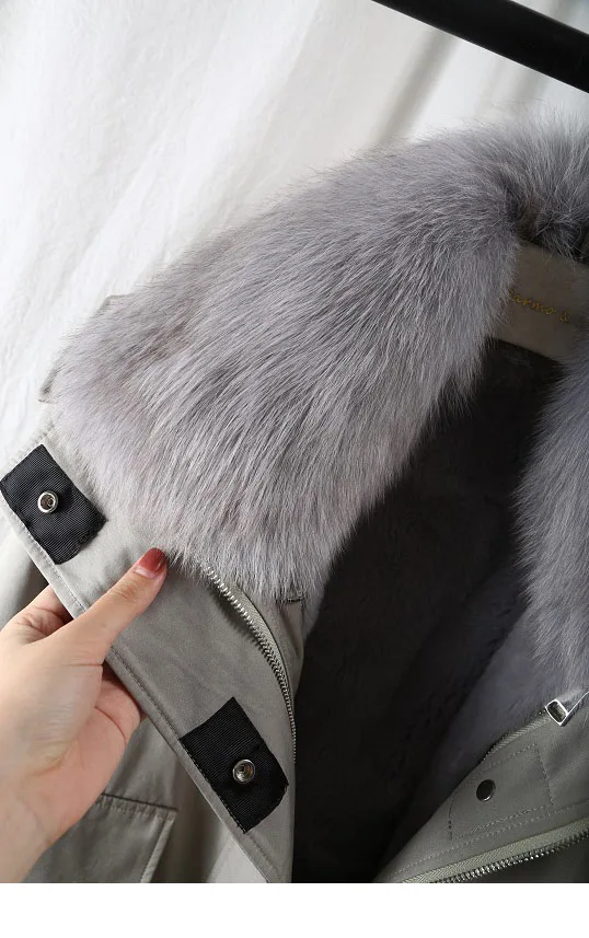 OFTBUY стиль сафари парка пальто из натурального меха зимняя куртка для женщин натуральный Лисий меховой воротник Рекс кролик верхняя одежда на подкладке съемная