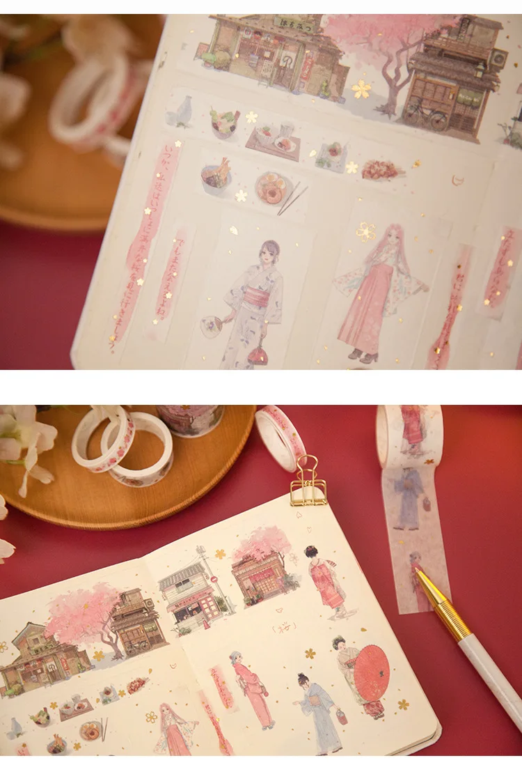 Pick up Light And Paper Tape Set SAKURA Series PDA Women's Diary DIY Bronze Decorative Sticker 5 Involved in