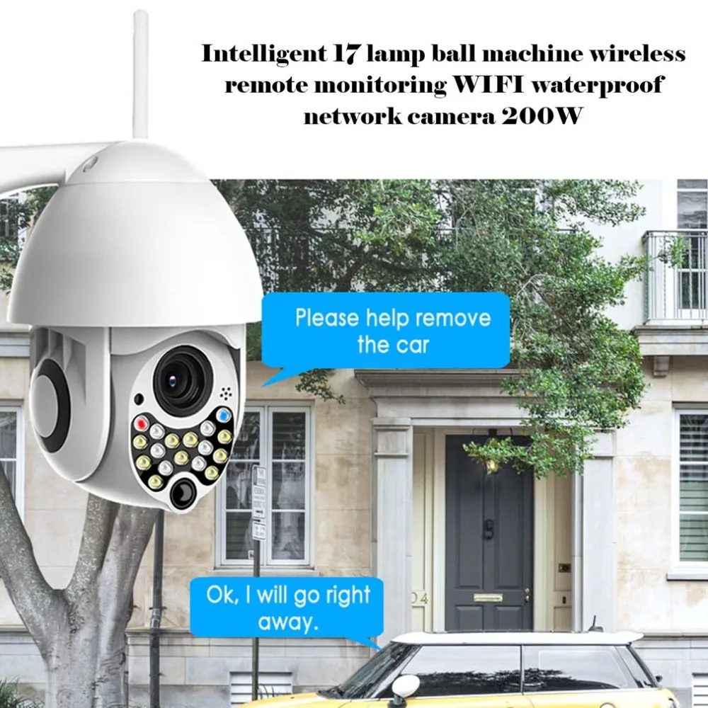Home Security HD 1080P IP Camera Wireless Outdoor Cam 17LED 2MP High Speed CCTV IR Camera with Sound Light Alarm Function