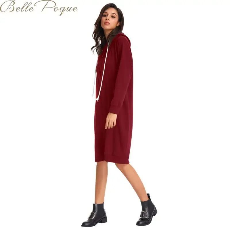 Belle Poque, осенняя Новинка, повседневные куртки с капюшоном на молнии, свободный свитер с длинным рукавом для женщин, женская верхняя одежда