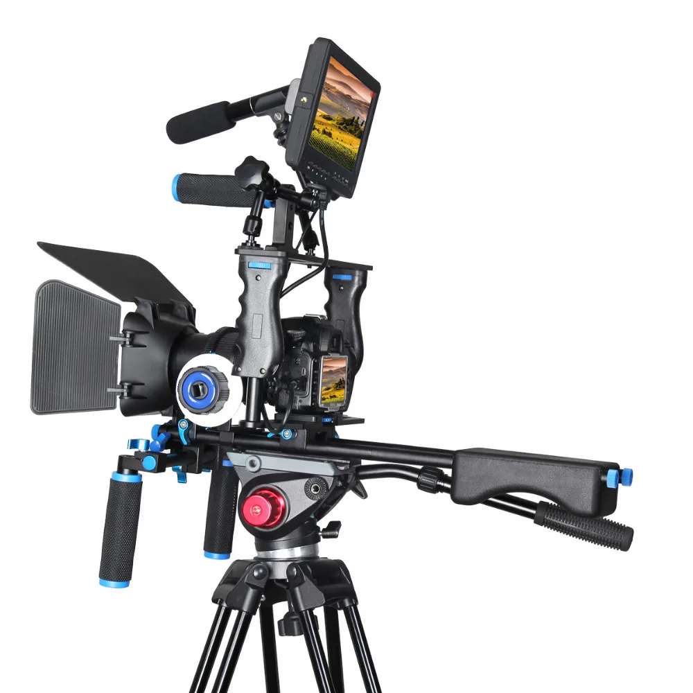 Professional Handle DSLR Rig Camera Video Cage Kit Stabilizer+Follow Focus+Matte Box For Sony A7S A7 A7R A7RII A7SII GH4