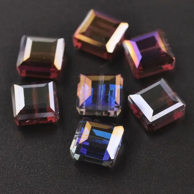 10pcs 13mm Square Faceted Cut Crystal Glass Loose Crafts Beads lot for DIY Jewelry Making 14