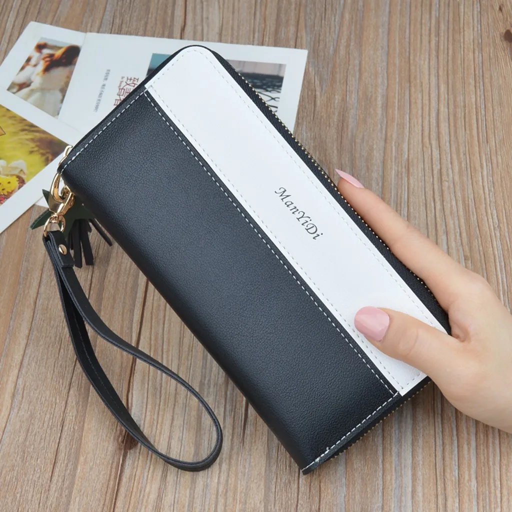 

Women Tassel Long Style Student Card Wallet Multi-function Folding Coin Purse 2019 High Quality Solid Bag Simple Phone Pocket