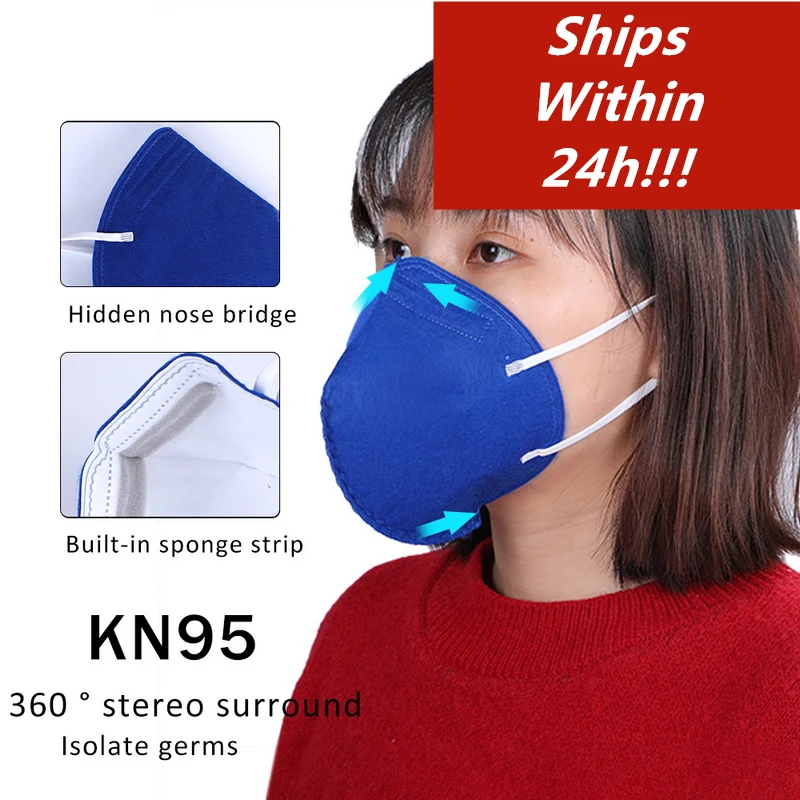 

50Pcs KN95 Respirator Mask Folding Mouth Masks Dustproof Anti Pollution PM2.5 Adult Mask Caps Virus Facial Filter Anti Bacterial