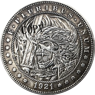Hobo Nickel 1921 D копия монеты доллара США Моргана 173 Безвалютные монеты 