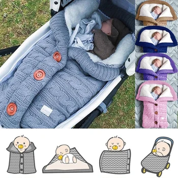 

Winter Baby Sleeping Bag Swaddle Knitted Warm Soft Sleep Sack Footmuff for Newborn Stroller