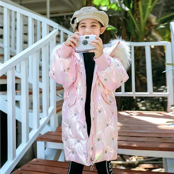 

jacket girls' middle and long 2020 new Zhongda children's thickened winter white duck down children's coat wholesale