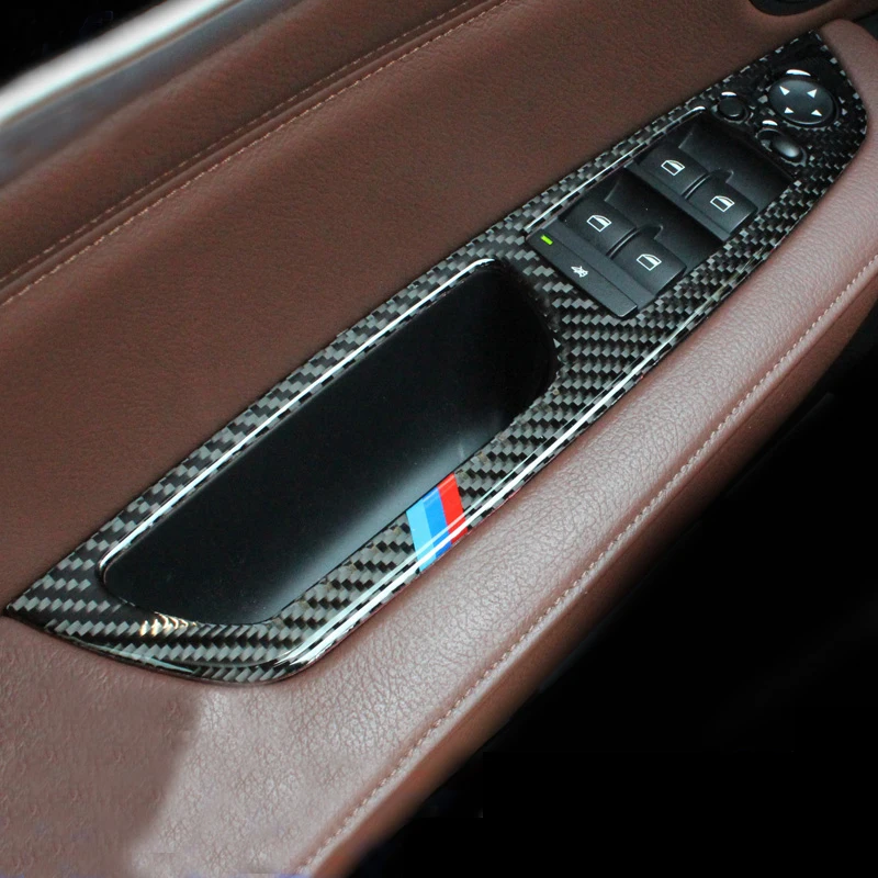 Carbon Fiber Car Door Armrest Widow Glass Lifter Button Frame Decorative Cover Trim For BMW X5 X6 E70 E71 Auto Accessories | Автомобили и
