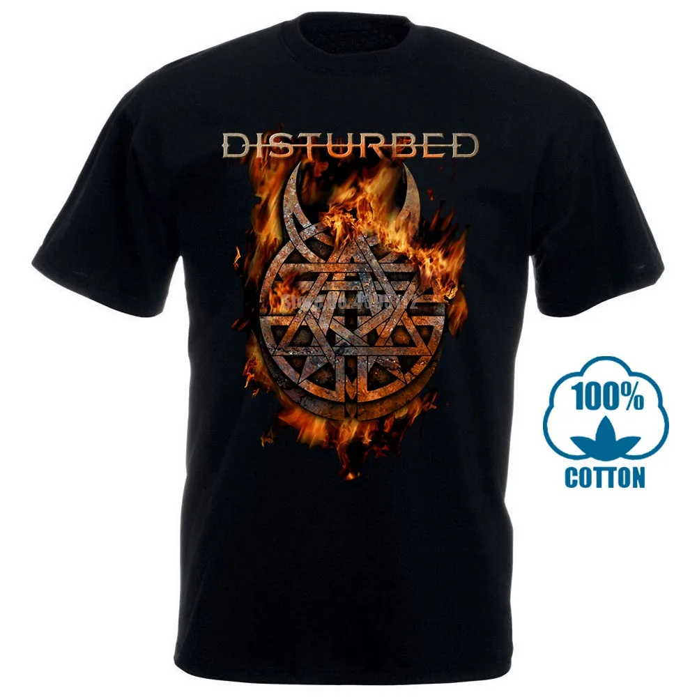 Футболка, новая брендовая рубашка с надписью «distursed Burning Belief», размеры s, m, l, Xl, Xxl, Официальная футболка, футболка с металлической лентой, новая брендовая повседневная одежда - Цвет: Черный