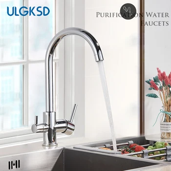 

Filter Kitchen Faucet Drinking Water Chrome Deck Mounted Mixer Tap 360 Rotation Pure Water Filter Kitchen Sinks Taps Newly Crane