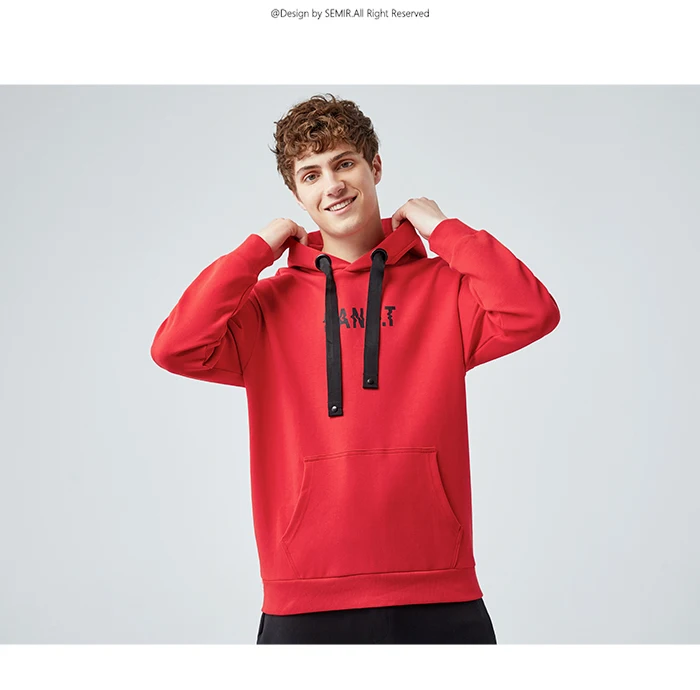 Semir модный свитер для мужчин на шнурке с капюшоном с буквенным принтом мужской пуловер рубашка хит цвет Толстовка трендовая одежда