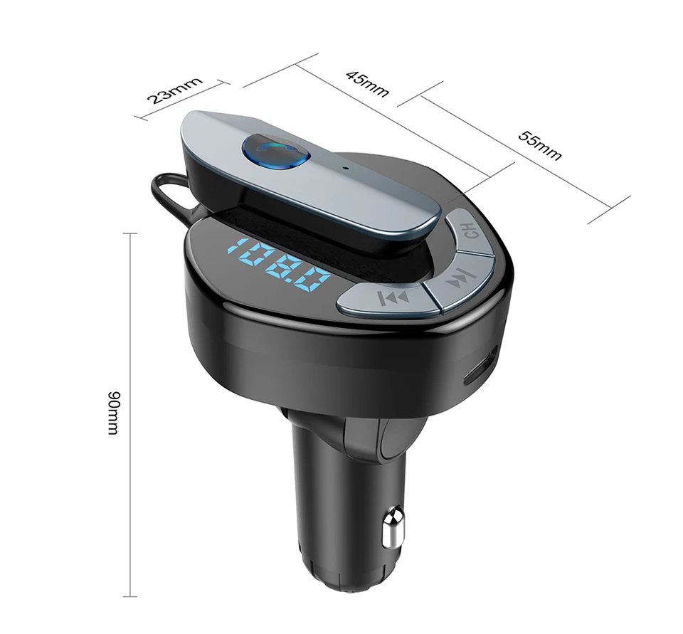 AOSHIKE fm-передатчик с наушниками Bluetooth V4.1 EDR Handsfree QC 3.1A двойное USB Автомобильное зарядное устройство mp3-плеер Поддержка TF карты