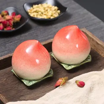 

1 Pc Kitchen Tea Can Ceramic Creative Peach Shape Storage Container Sealed Canister Ornaments For Home Hotel Restaurant