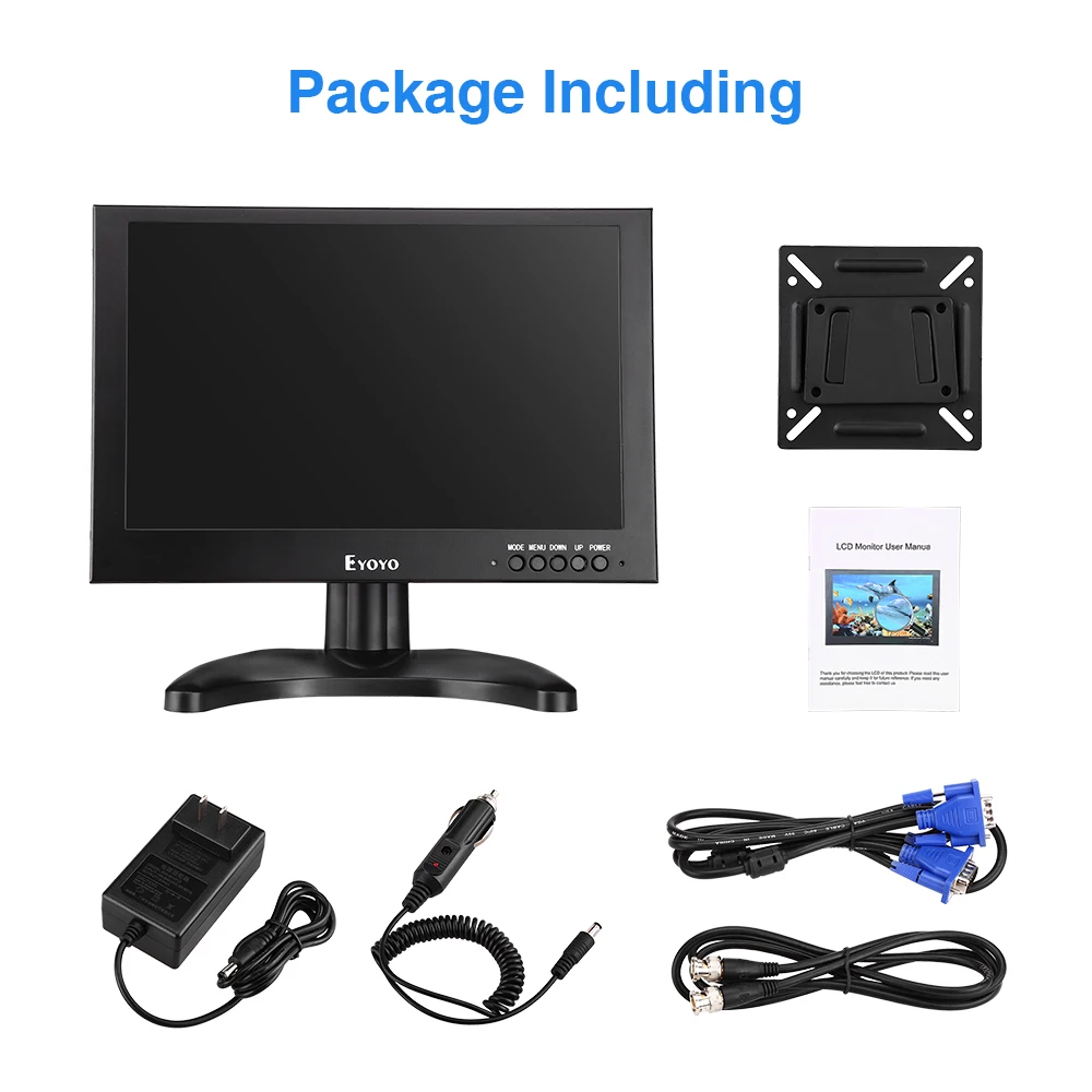 EYOYO EM10G 1" маленький портативный монитор ПК ips 1920X1200 ЖК-экран игровой монитор HDMI VGA USB BNC AV 12 В DC для Raspberry Pi
