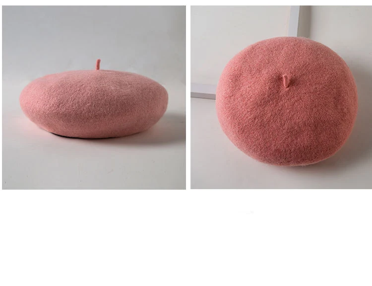 New Korean Lady Autumn Winter Berets Hat Vintage Women Cashmere Berets Solid Color Caps Female Bonnet Cap