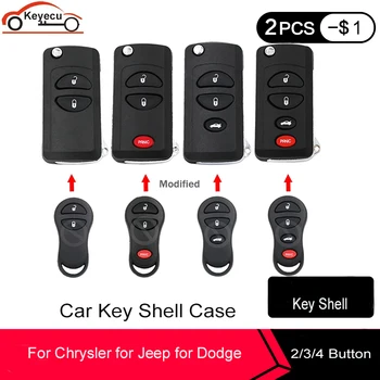 

KEYECU 10 PCS/LOT Remote Key Shell Fob Case 2 / 2+1 / 3 / 4 Button For Chrysler Sebring 300M Concorde for Dodge for Jeep